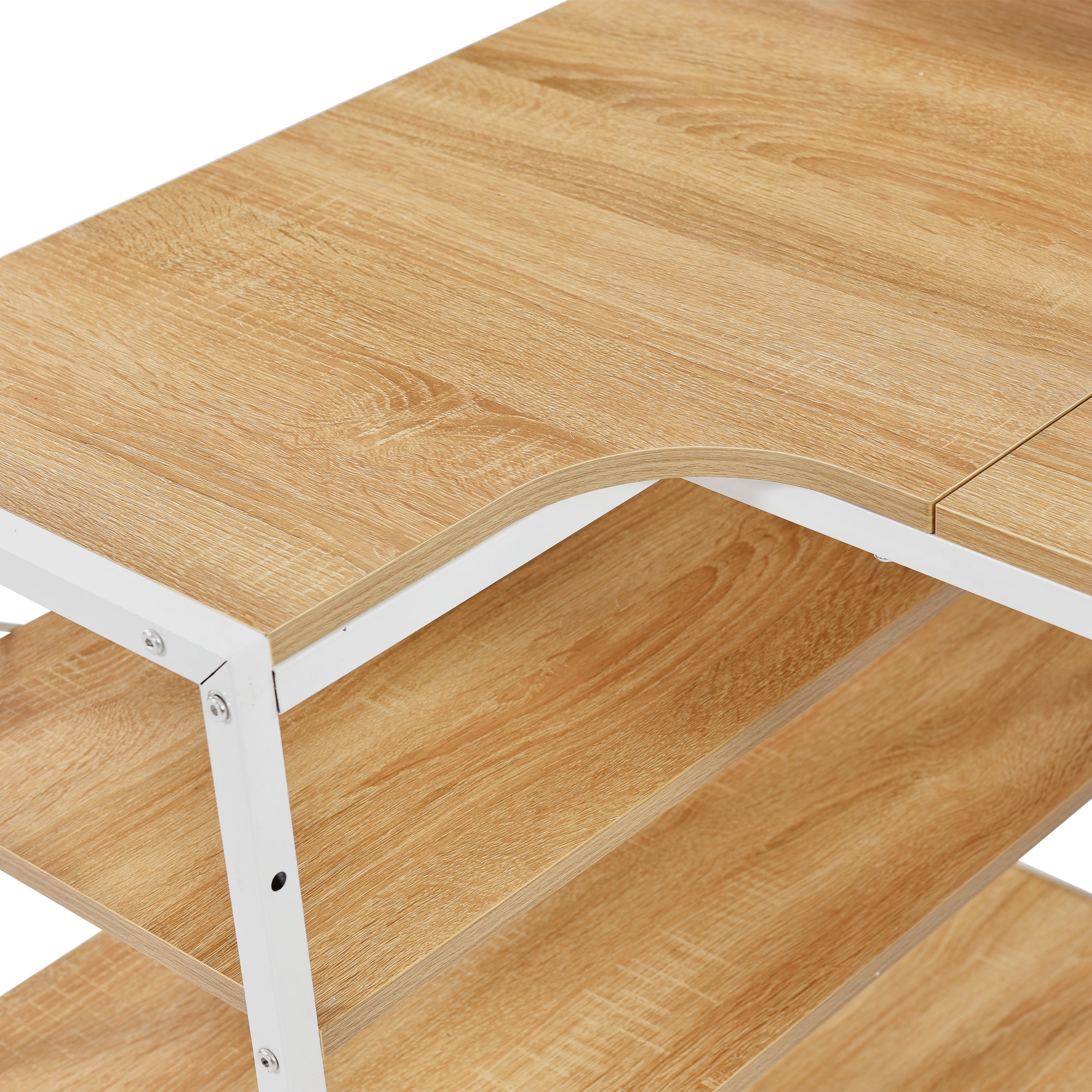 【国内即発送】【人気商品改良タイプ】【ナチュラル】パソコンデスク L字 120cm 3段ラック付 ハイデスク付き デスク木製 ミシン台 書斎机 勉強【WF301556AAAオフィスチェア+パソコンデス 【国内即発送】【人気商品改良タイプ】【ナチュラル】パソコンデスク L字 120cm 3段ラック付 ハイデスク付き デスク木製 ミシン台 書斎机 勉強【WF301556AAAオフィスチェア+パソコンデス