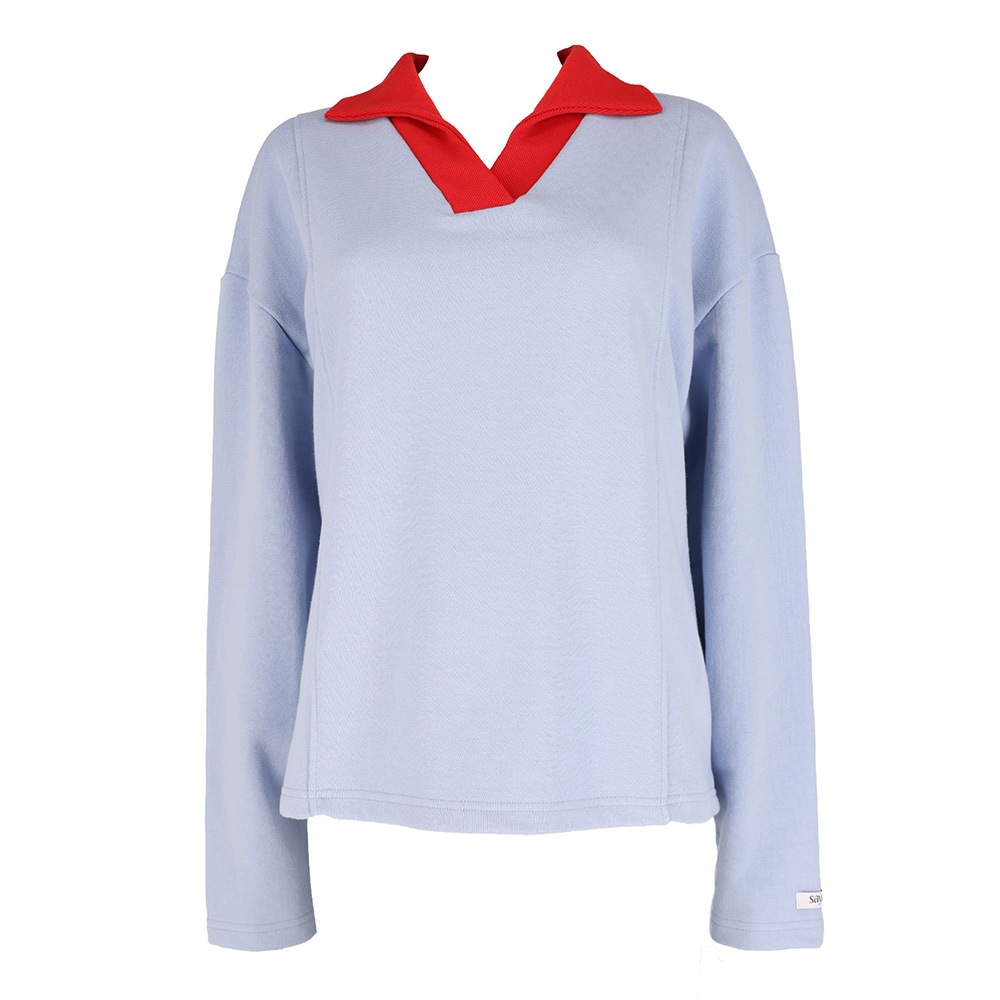 オープンカラースウェットシャツ（スカイブルー）