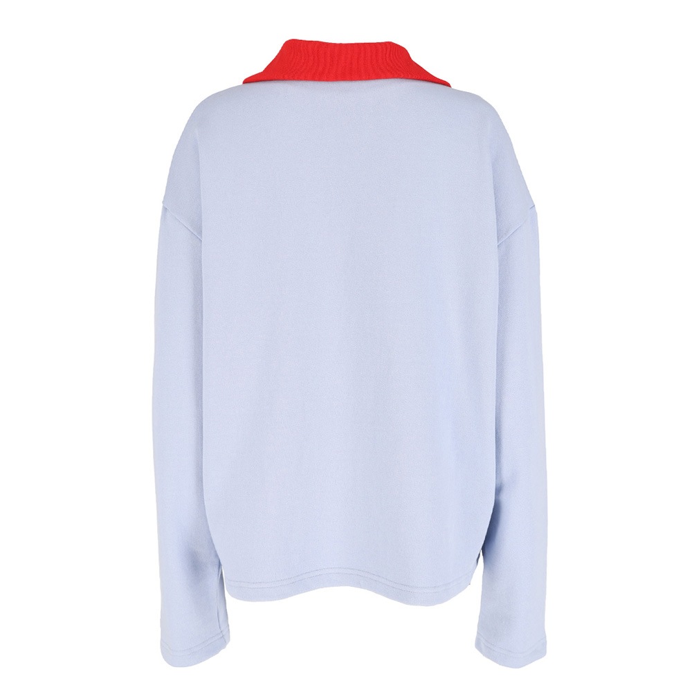 オープンカラースウェットシャツ（スカイブルー）