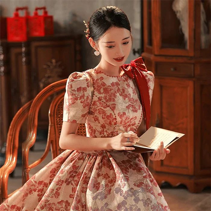 ドレス パーティードレス 結婚式 おしゃれ 赤 発表会 かわいい