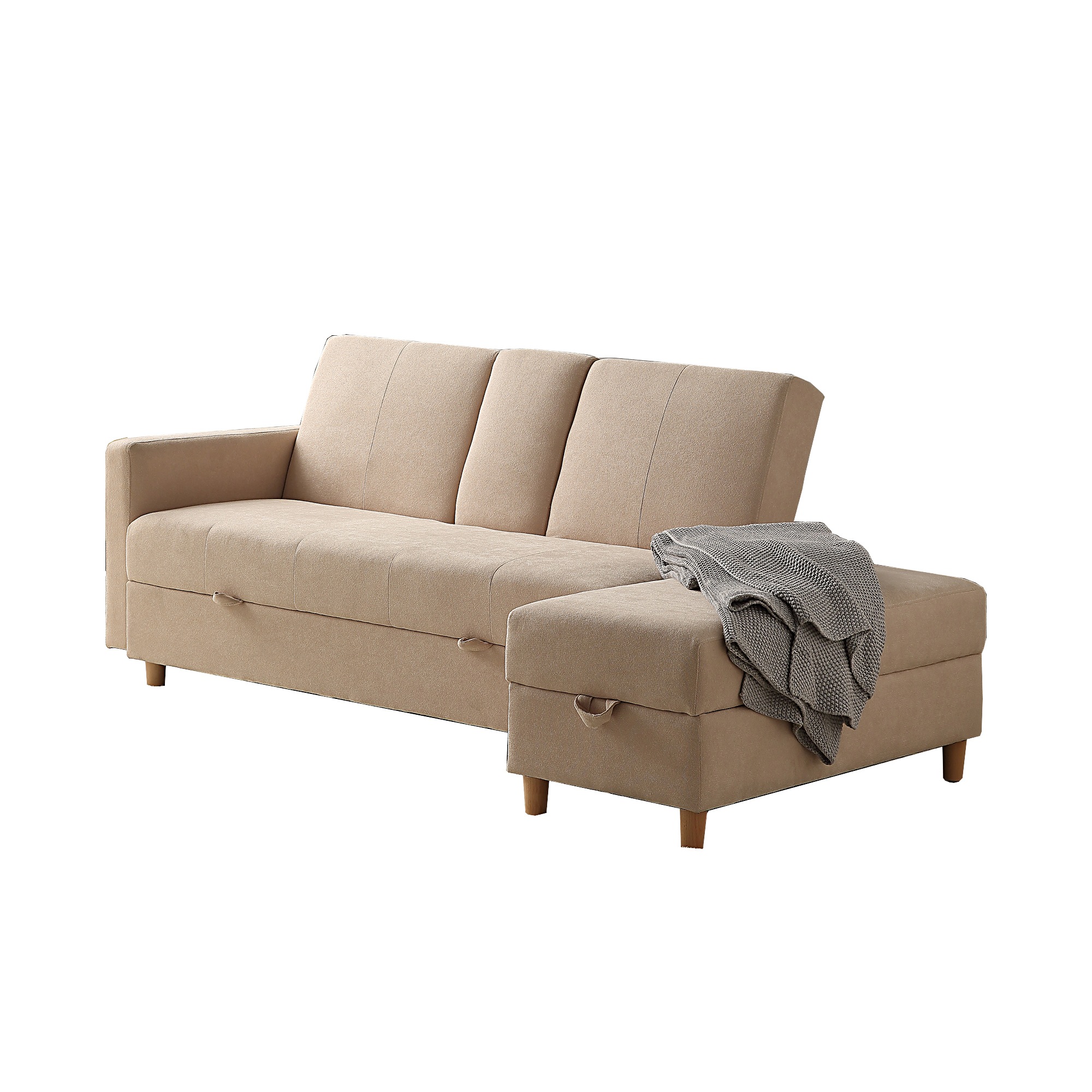 【国内出荷】ソファー 3人掛け ソファ 多機能ソファベッド 収納機能 引き出し オットマン おしゃれ コーナーソファー コーナー 【ベージュ】