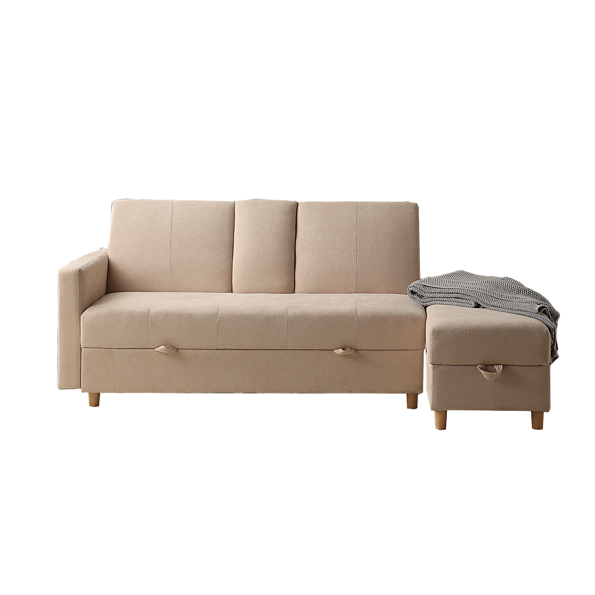 【国内出荷】ソファー 3人掛け ソファ 多機能ソファベッド 収納機能 引き出し オットマン おしゃれ コーナーソファー コーナー 【ベージュ】