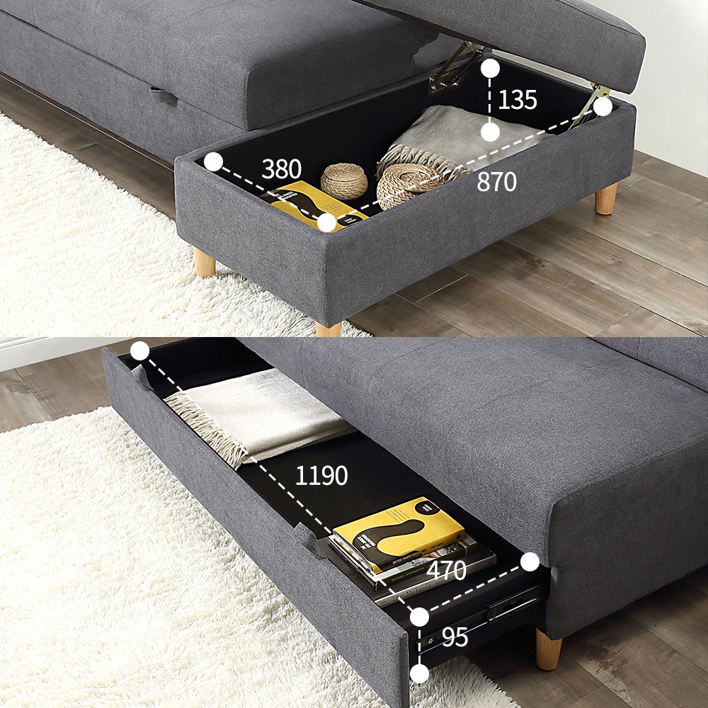 【国内出荷】ソファー 3人掛け ソファ 多機能ソファベッド 収納機能 引き出し オットマン おしゃれ コーナーソファー コーナー 【ベージュ】