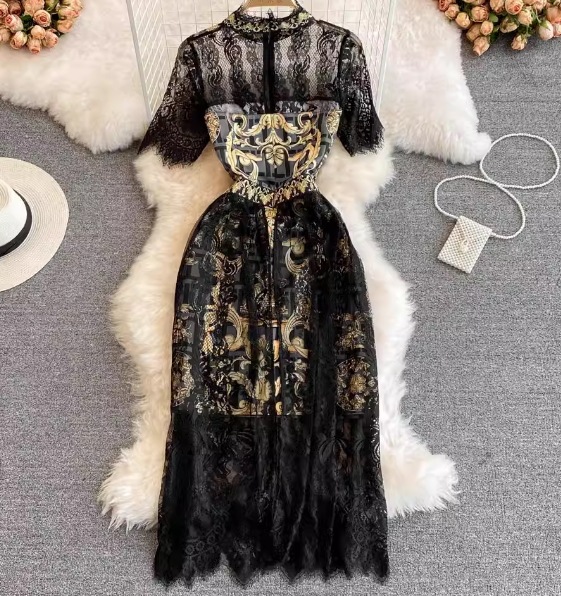 レディース ドレス ワンピース パーティードレス パーティー 発表会 ステージ 舞台 衣装 ホステス 膝下 ミモレ 半袖 スタンドカラー Aライン レース ファスナー ハイウエスト 透け感 レディース ドレス ワンピース パーティードレス パーティー 発表会 ステージ 舞台 衣装 ホステス 膝下 ミモレ 半袖 スタンドカラー Aライン レース ファスナー ハイウエスト 透け感