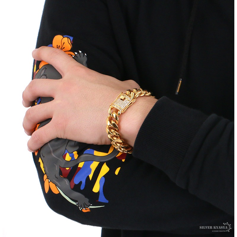 ステンレス18K喜平ブレスレット16mm [b146-g-16mm]