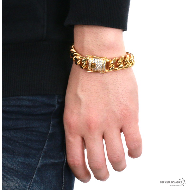 ステンレス18K喜平ブレスレット16mm [b146-g-16mm]