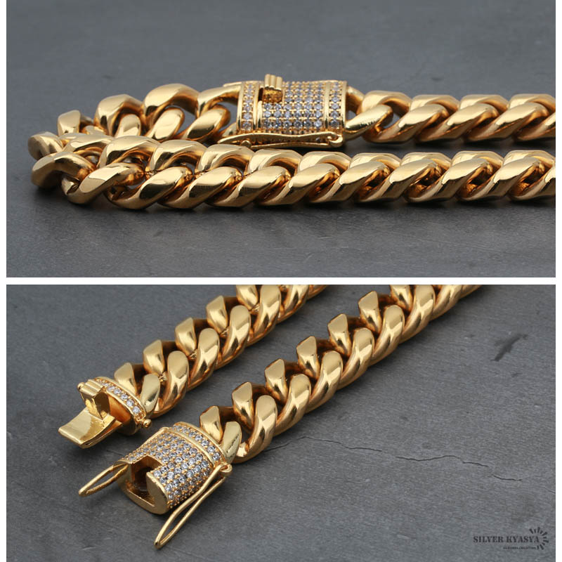 ステンレス18K喜平ブレスレット16mm [b146-g-16mm]