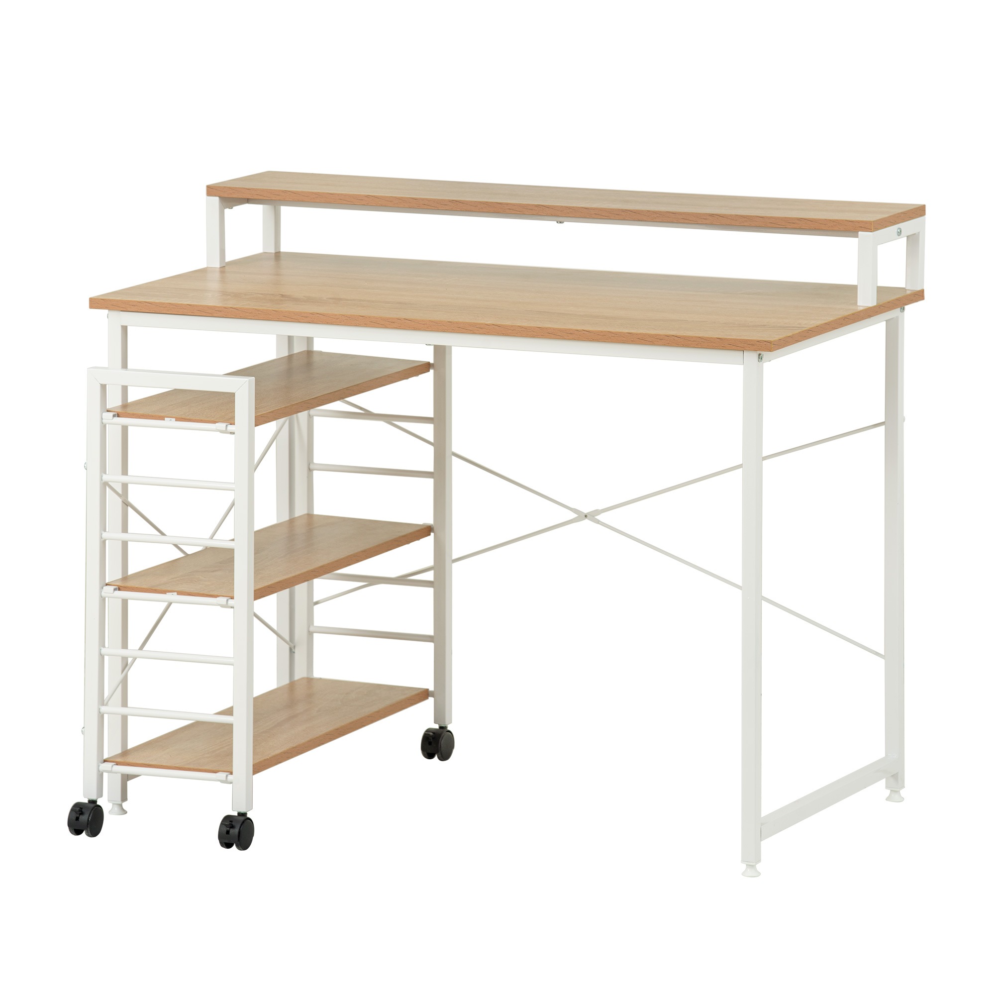 【国内発送,送料無料】【新品登場】【ナチュラル】パソコンデスク キャスター付きで移動可能ラック付き デスク ワークデスク オフィスデスク 学習デスク 【国内発送,送料無料】【新品登場】【ナチュラル】パソコンデスク キャスター付きで移動可能ラック付き デスク ワークデスク オフィスデスク 学習デスク