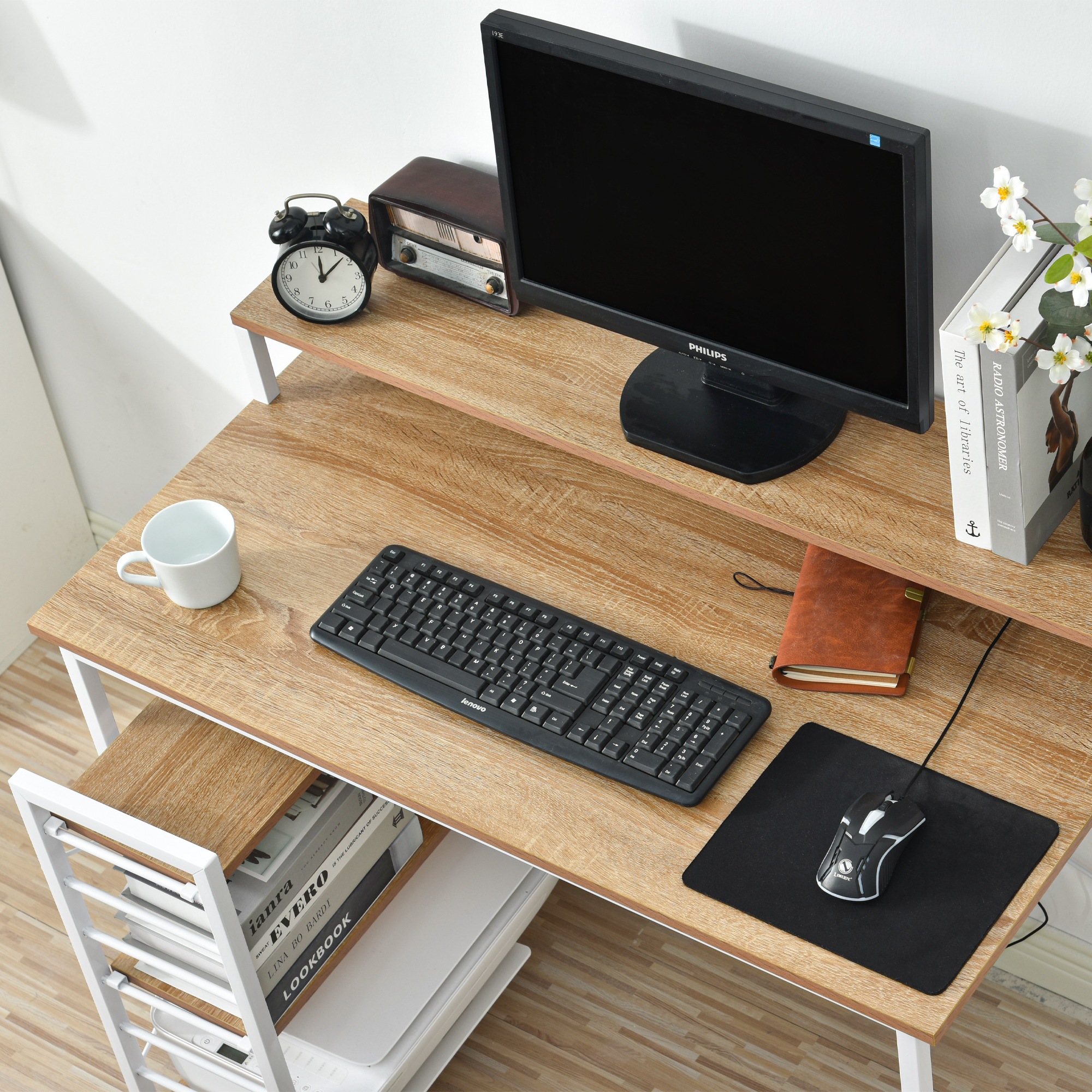 【国内発送,送料無料】【新品登場】【ナチュラル】パソコンデスク キャスター付きで移動可能ラック付き デスク ワークデスク オフィスデスク 学習デスク 【国内発送,送料無料】【新品登場】【ナチュラル】パソコンデスク キャスター付きで移動可能ラック付き デスク ワークデスク オフィスデスク 学習デスク