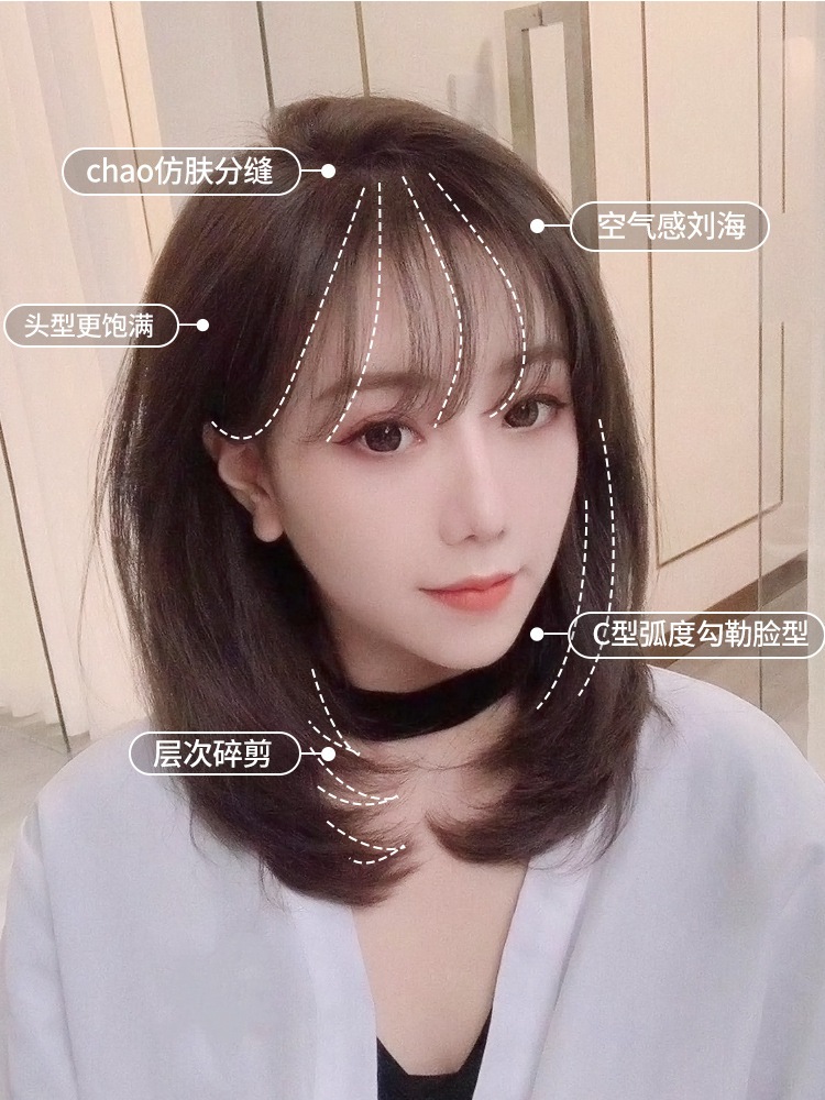 新しいかつら女性の気劉海フルヘッドギア本... : バッグ・雑貨 在庫お得