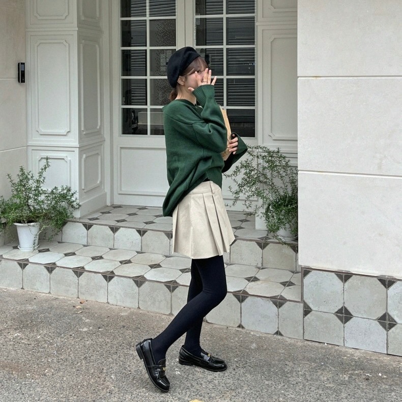 トップス ニットソー 袖あり 長袖 萌袖 Vネック 襟なし 伸縮性 ニット