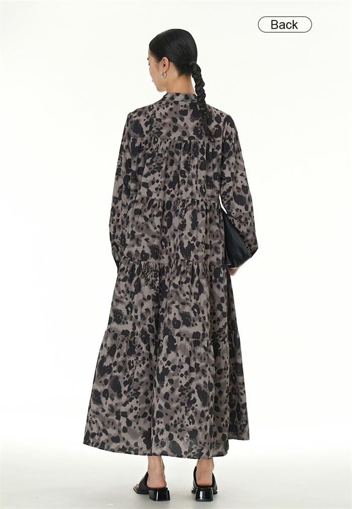 ティアードワンピース マキシ 長袖 ワンピース 春 レディース カジュアル ティアード フレアワンピース レオパード柄 ヒョウ ロングワンピース マキシ丈ワンピ ロング ライン ゆったり 体型カバー ティアードワンピース マキシ 長袖 ワンピース 春 レディース カジュアル ティアード フレアワンピース レオパード柄 ヒョウ ロングワンピース マキシ丈ワンピ ロング ライン ゆったり 体型カバー