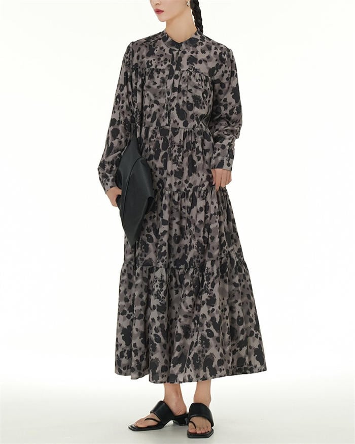 ティアードワンピース マキシ 長袖 ワンピース 春 レディース カジュアル ティアード フレアワンピース レオパード柄 ヒョウ ロングワンピース マキシ丈ワンピ ロング ライン ゆったり 体型カバー ティアードワンピース マキシ 長袖 ワンピース 春 レディース カジュアル ティアード フレアワンピース レオパード柄 ヒョウ ロングワンピース マキシ丈ワンピ ロング ライン ゆったり 体型カバー