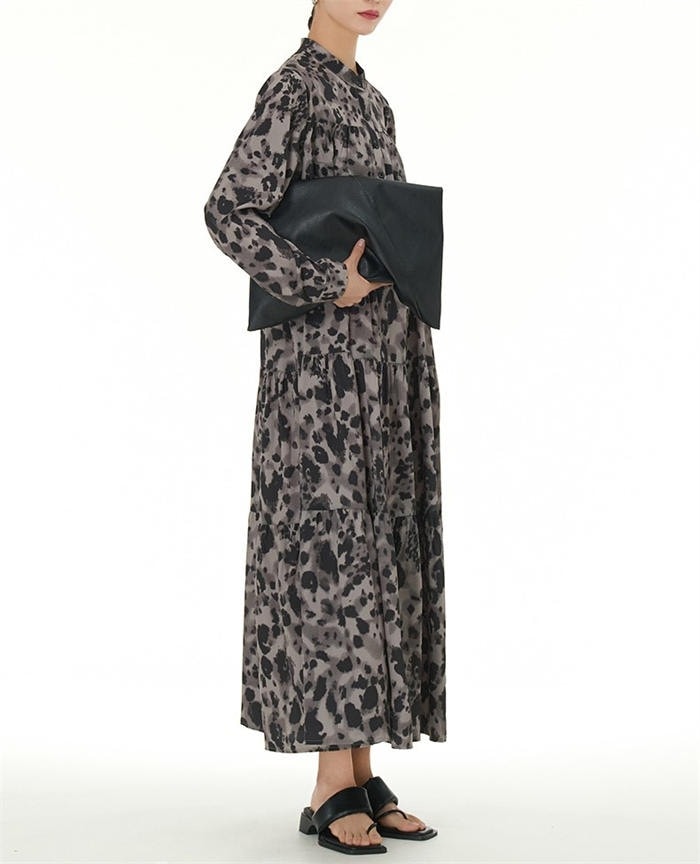 ティアードワンピース マキシ 長袖 ワンピース 春 レディース カジュアル ティアード フレアワンピース レオパード柄 ヒョウ ロングワンピース マキシ丈ワンピ ロング ライン ゆったり 体型カバー ティアードワンピース マキシ 長袖 ワンピース 春 レディース カジュアル ティアード フレアワンピース レオパード柄 ヒョウ ロングワンピース マキシ丈ワンピ ロング ライン ゆったり 体型カバー