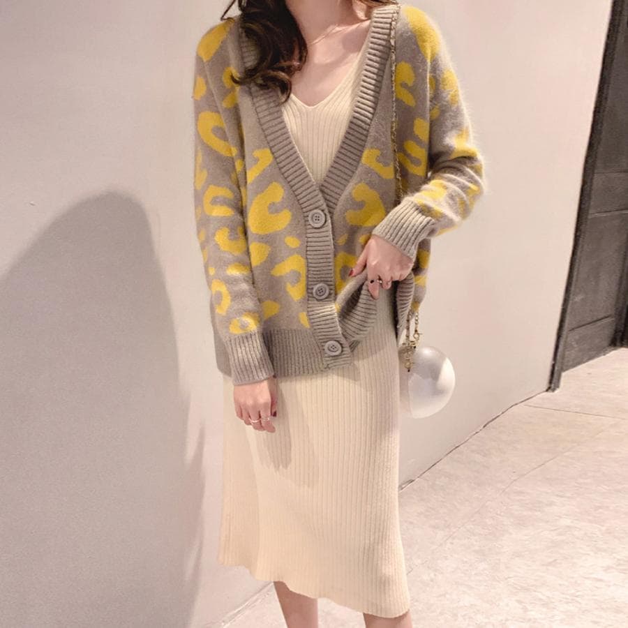 ニットカーディガン レディース ヒョウ柄 長袖 ニットトップス カジュアル きれいめ レオパード柄 羽織り おしゃれ