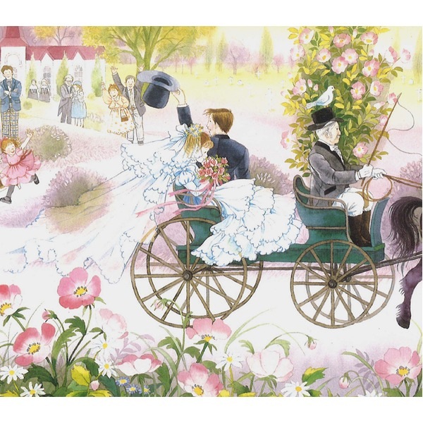 藤田三歩「ローズガーデンの祝祭」ホワイト幅広額装　（木製DX額）