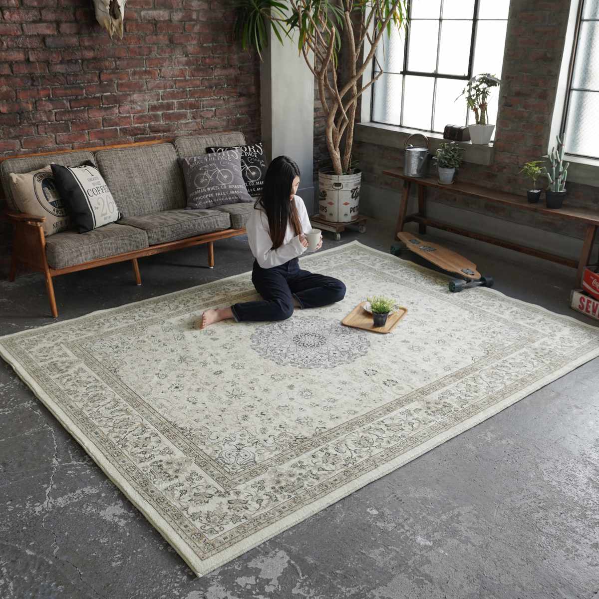 ラグ マイクロファイバー クラシックデザイン 140x200cm ラグマット カーペット 絨毯 マット フロアマット アクセントラグ 長方形 2畳 オールシーズン ホットカーペット 床暖 対応