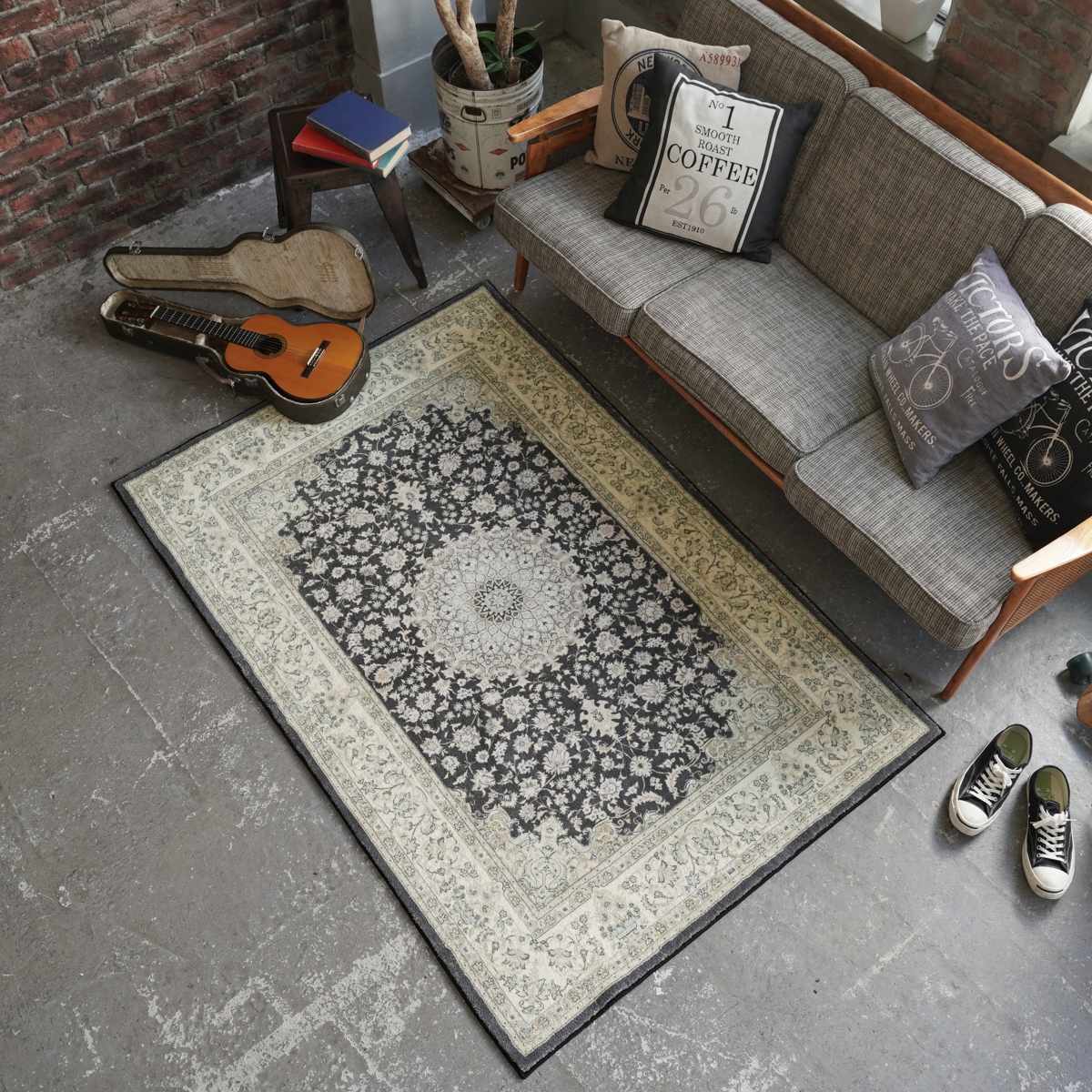 ラグ マイクロファイバー クラシックデザイン 140x200cm ラグマット カーペット 絨毯 マット フロアマット アクセントラグ 長方形 2畳 オールシーズン ホットカーペット 床暖 対応