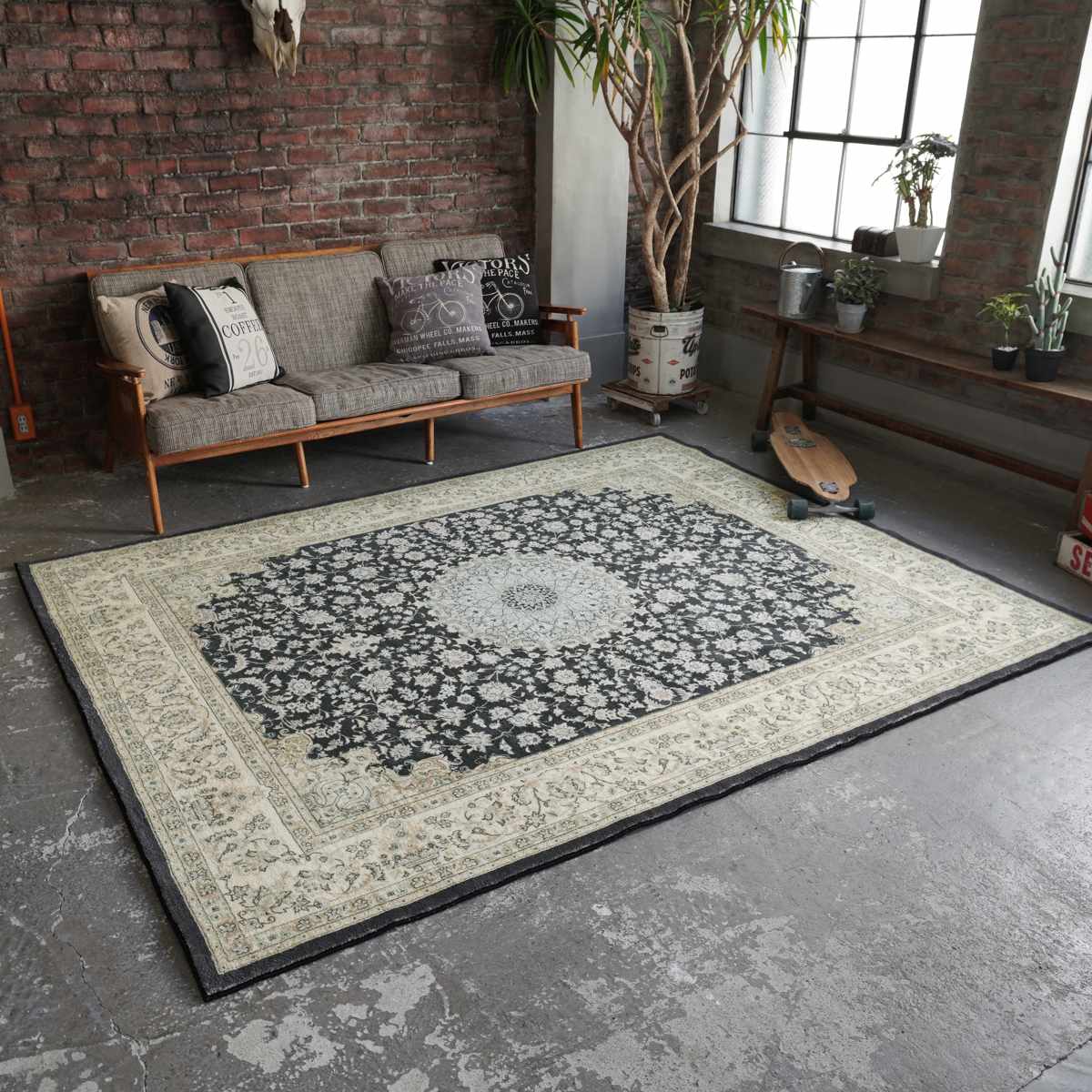 ラグ マイクロファイバー クラシックデザイン 140x200cm ラグマット カーペット 絨毯 マット フロアマット アクセントラグ 長方形 2畳 オールシーズン ホットカーペット 床暖 対応