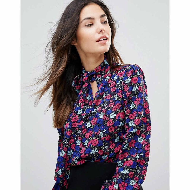 パリジャン レディース トップス ブラウス・シャツ【Parisian Floral Printed Blouse With Tie Neck】Navy パリジャン レディース トップス ブラウス・シャツ【Parisian Floral Printed Blouse With Tie Neck】Navy