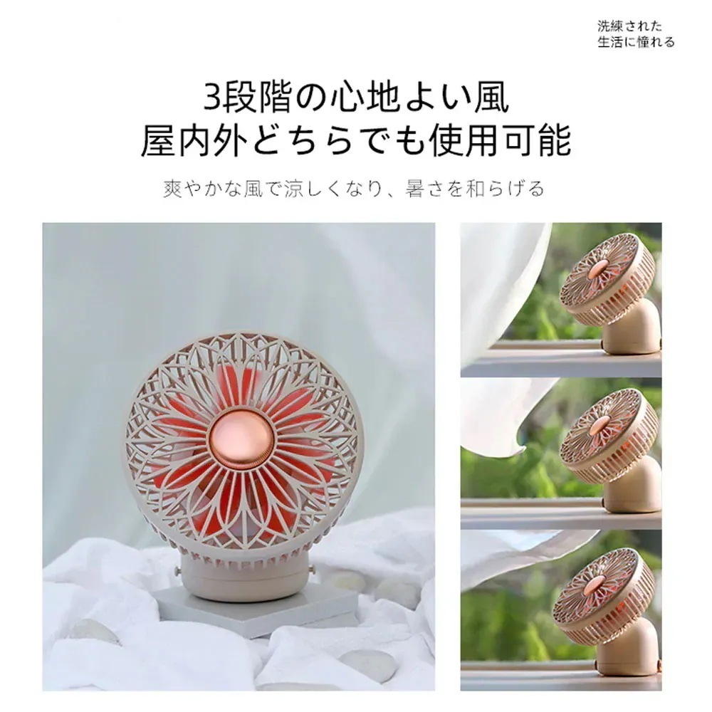 3日で出荷 3WAY扇風機 卓上吊り壁掛け ファン 卓上 壁掛け USB 充電式 小型 ライト ミニ 手持ち 携帯 静音 コードレス ミニ扇風機 首振り 回転 風量3段階 DSHJ-S-A-JP_10