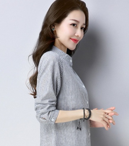 トップス デート モテアイテム シャツ 長袖 ストライプ柄 コットン 大人可愛い きれいめ 上品 おしゃれ かっこいい 大人可愛い ラブリー キュート ガーリー クール モード系 セクシー エレガント
