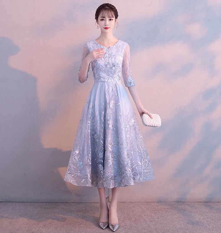 パーティードレス 成人式 ワンピース レディース エレガント ロングドレス 結婚式 二次会 大きいサイズ 小さいサイズ 袖付き ミモレ丈ワンピース 衣装 イベント オシャレ きれいめ フォーマル お呼