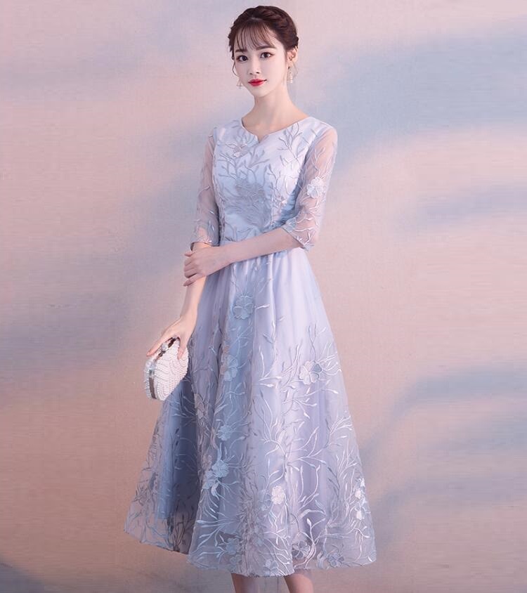 パーティードレス 成人式 ワンピース レディース エレガント ロングドレス 結婚式 二次会 大きいサイズ 小さいサイズ 袖付き ミモレ丈ワンピース 衣装 イベント オシャレ きれいめ フォーマル お呼