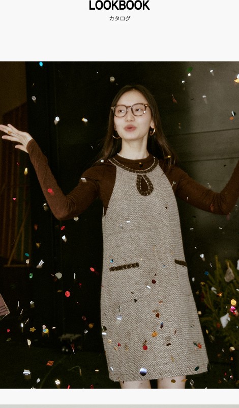 オーモントエッグタルトホームレトロホルターネックウォータードロップドレス冬新作ウエストスリムショートベストドレス