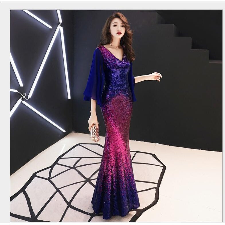 袖あり マーメイドドレス キャバドレス パーティードレス ロングドレス 結婚式 二次会 衣装 舞台