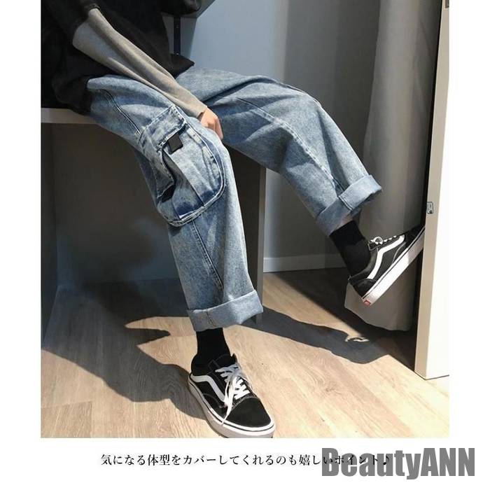 新生活 デニムパンツ メンズ ワイドパンツ 秋 おしゃれ ゆったり カーゴパンツ シンプル 動きやすい ロング丈 無地 カジュアル ボトムス 秋新作 秋 春 冬 秋ファッション 冬物 春物 秋物 プレ