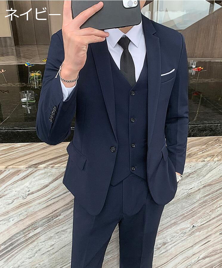 BLUE BLUE ネイビー ３ピース セットアップ M BLUE BLUE ネイビー 3ピース セットアップ M