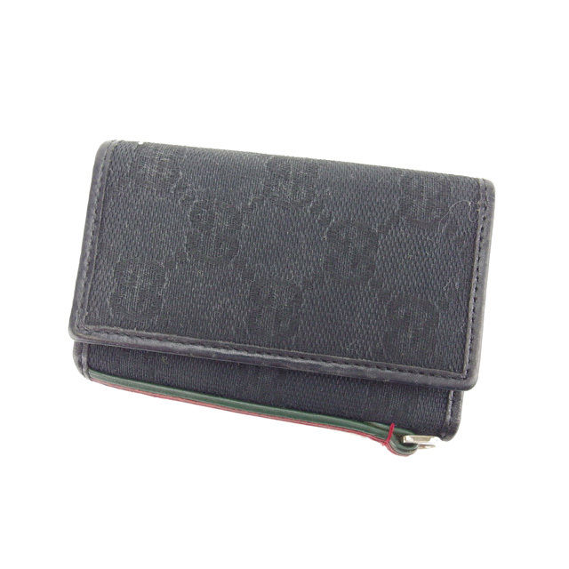 キーケース ＧＧキャンバス シェリーライン ブラック グリーン レッド 中古