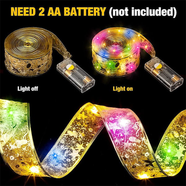 Qoo10] クリスマスツリー飾り リボンライト 5M