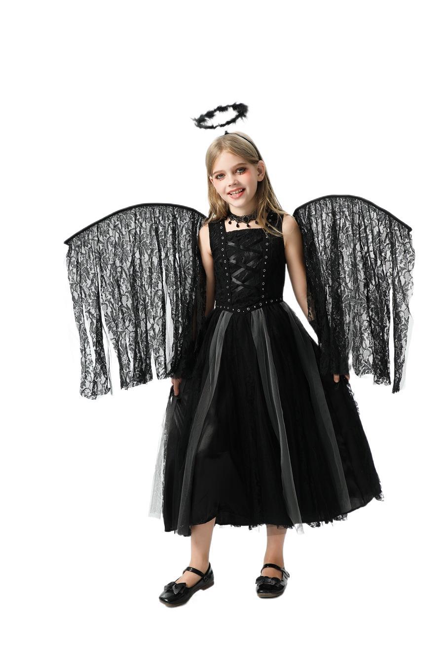2025ハロウィン子供用コスチューム天使悪魔欧米の女の子コスナイトエルフ子供服パフォーマンスドレス