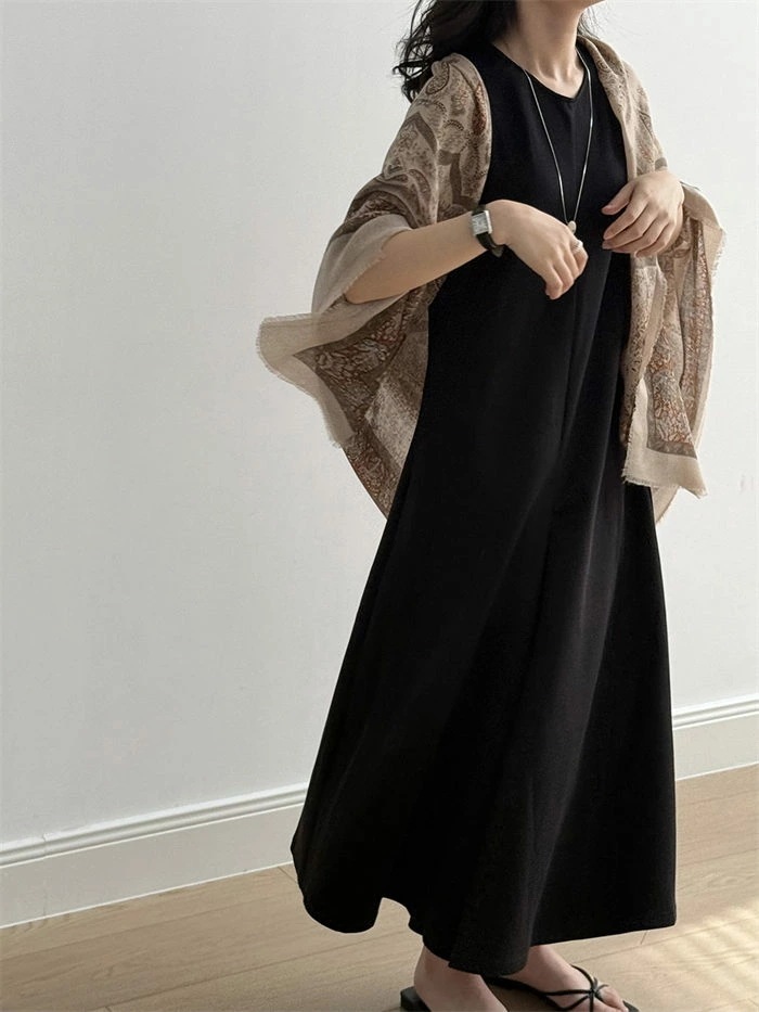 マキシワンピース レディース ノースリワンピ Aライン ノースリーブ ロング丈 ロングワンピース ロングワンピ ワンピ ドレス マキシ フレア クルーネック ポケット 無地 シンプル 上品