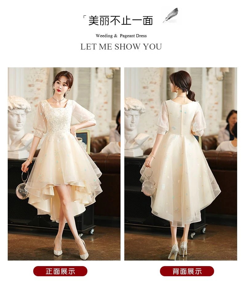 アート候補イブニングドレス女性2025気質ハイエンドホストスカート前が短く後ろが長い