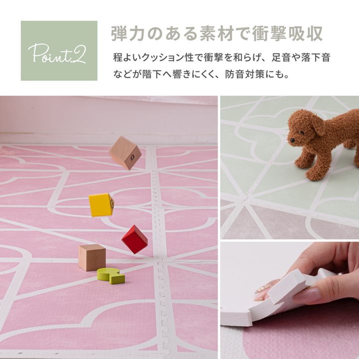 ジョイントマット フロアマット 大判 厚手 60x60cm 9枚組 おしゃれ レトロ ニュアンスカラー 撥水 防音 騒音対策 洗える キズ ケガ防止