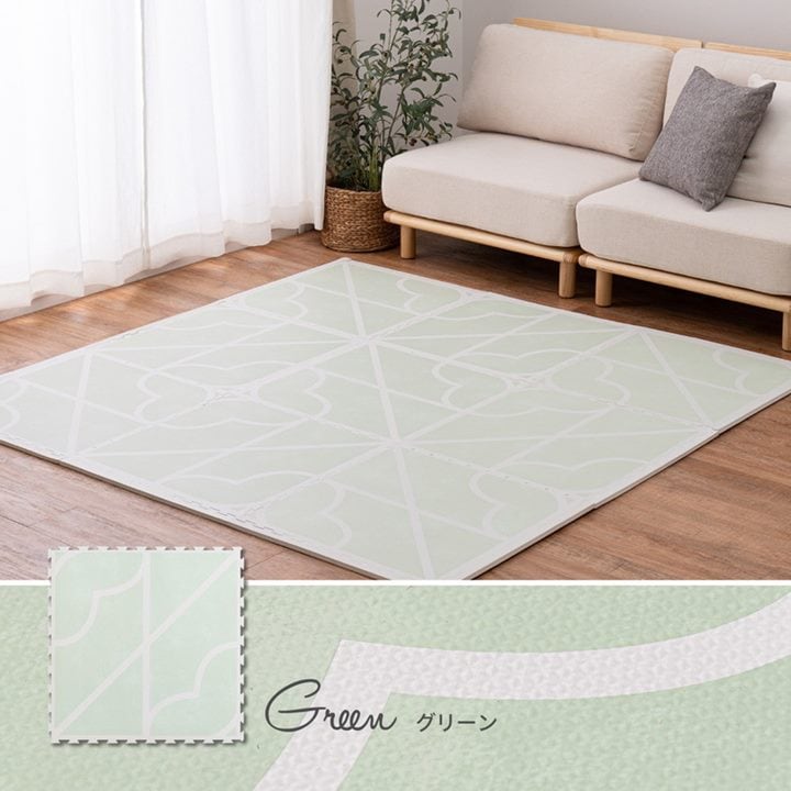 ジョイントマット フロアマット 大判 厚手 60x60cm 9枚組 おしゃれ レトロ ニュアンスカラー 撥水 防音 騒音対策 洗える キズ ケガ防止