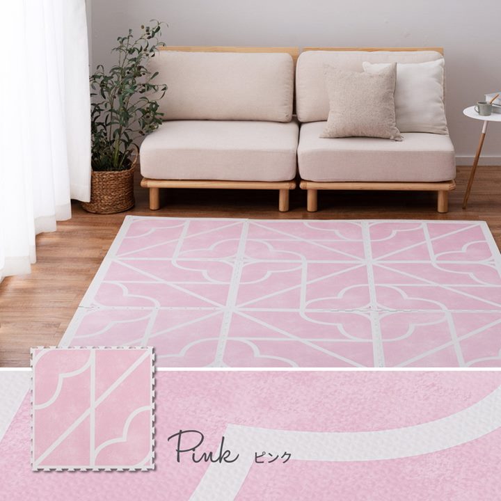 ジョイントマット フロアマット 大判 厚手 60x60cm 9枚組 おしゃれ レトロ ニュアンスカラー 撥水 防音 騒音対策 洗える キズ ケガ防止