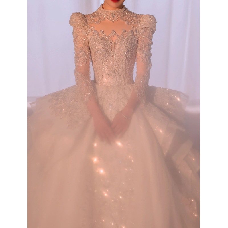 ウェディングドレス 2024 ブライダル 重工業 大尾宮風 上質な質感 ホワイト主糸