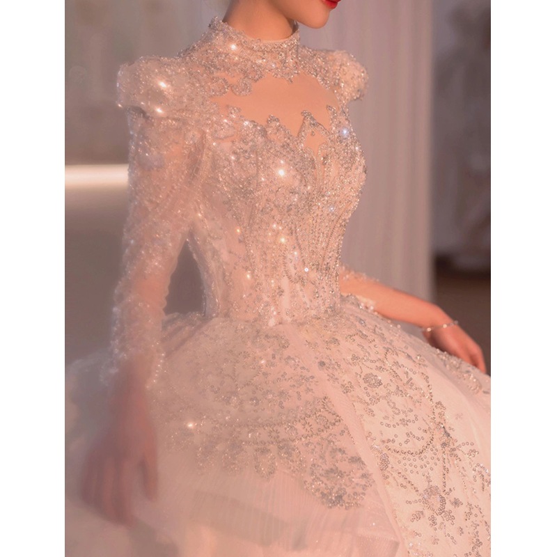 ウェディングドレス 2024 ブライダル 重工業 大尾宮風 上質な質感 ホワイト主糸