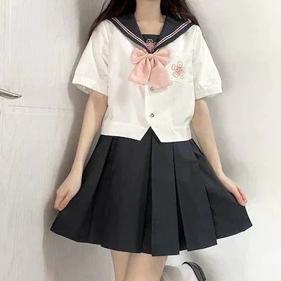 【期間限定特価】ブラウスTシャツワンピース韓国ファッション JK制服 ネイビーカラートップス+プリーツスカートセーラー服二点 【期間限定特価】ブラウスTシャツワンピース韓国ファッション JK制服 ネイビーカラートップス+プリーツスカートセーラー服二点