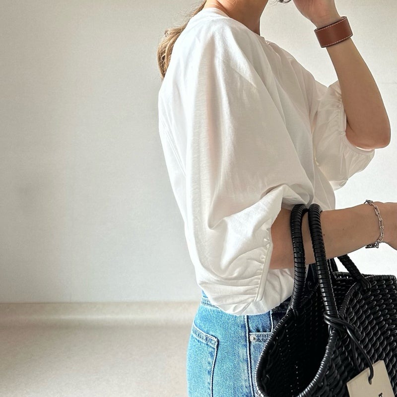 【高レビュー】 華やかさをプラス カジュアル シンプル 無地 ランタンスリーブ Tシャツ 大人カジュアル 【高レビュー】 華やかさをプラス カジュアル シンプル 無地 ランタンスリーブ Tシャツ 大人カジュアル