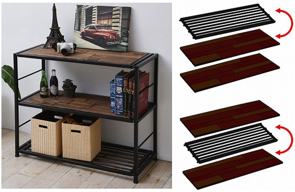 オープンラック 3段 GRANT 天然木 スチールフレーム 幅90cm オープンラック 3段 GRANT 天然木 スチールフレーム 幅90cm