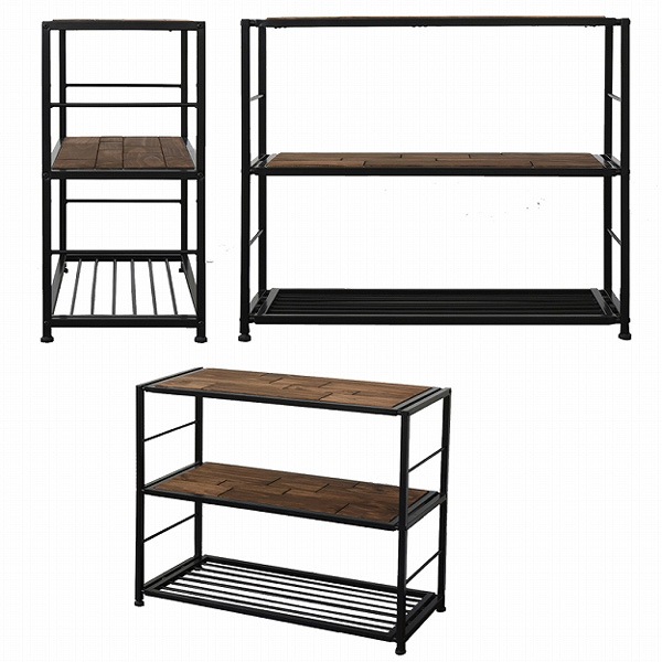 オープンラック 3段 GRANT 天然木 スチールフレーム 幅90cm オープンラック 3段 GRANT 天然木 スチールフレーム 幅90cm