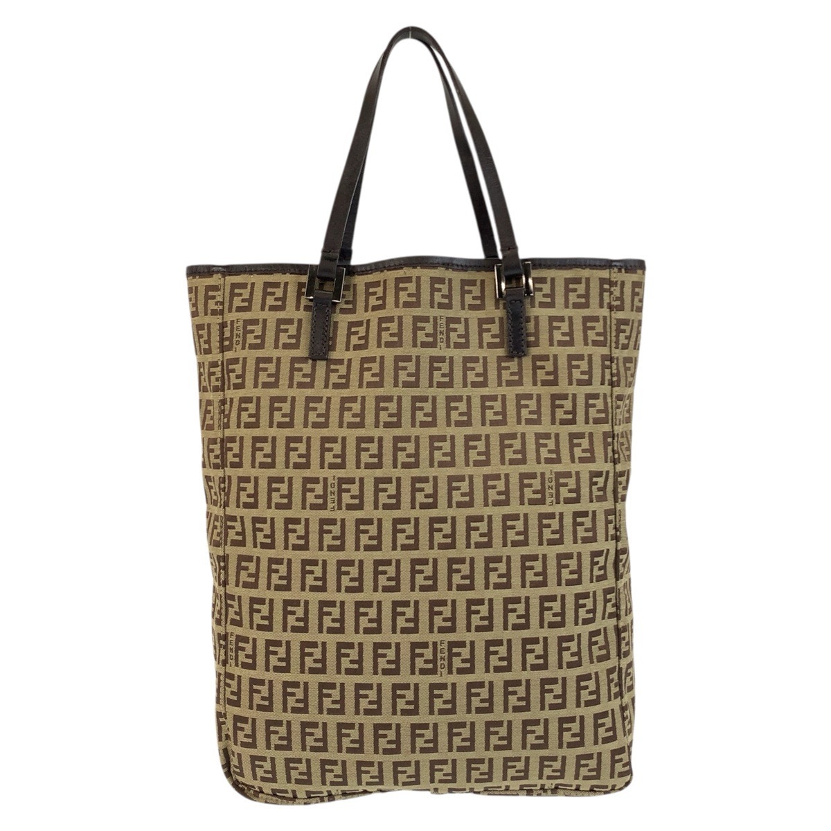 美品 ヴィンテージ ズッキーノ ベージュ ブラウン キャンバス/レザー 8BH006 トートバッグ ハンドバッグ レディース 502516