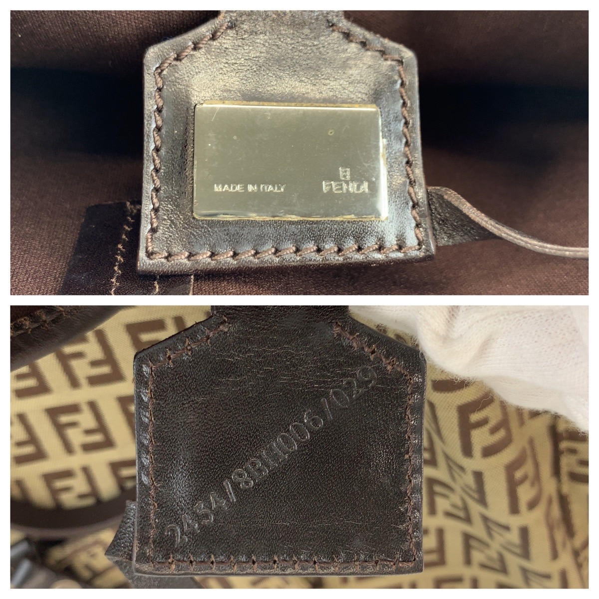 美品 ヴィンテージ ズッキーノ ベージュ ブラウン キャンバス/レザー 8BH006 トートバッグ ハンドバッグ レディース 502516