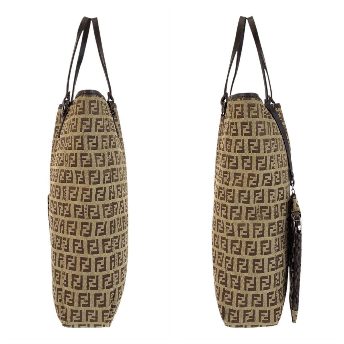 美品 ヴィンテージ ズッキーノ ベージュ ブラウン キャンバス/レザー 8BH006 トートバッグ ハンドバッグ レディース 502516