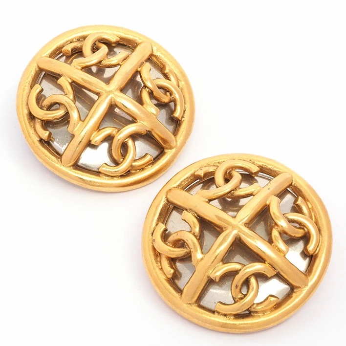 シャネル ココマーク 透かし ミラー ラウンド クリップタイプ 【イヤリング】